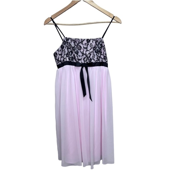 Jessica Mclintock Girls Vintage Pink & Black Chiffon Dress Size 16 - Picture 1 of 9